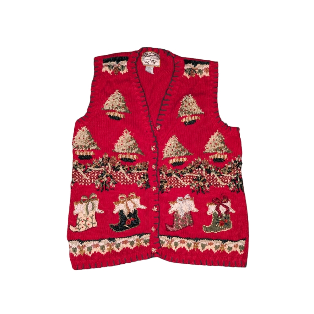 Sleeveless Christmas Knit Cardigan Size XL